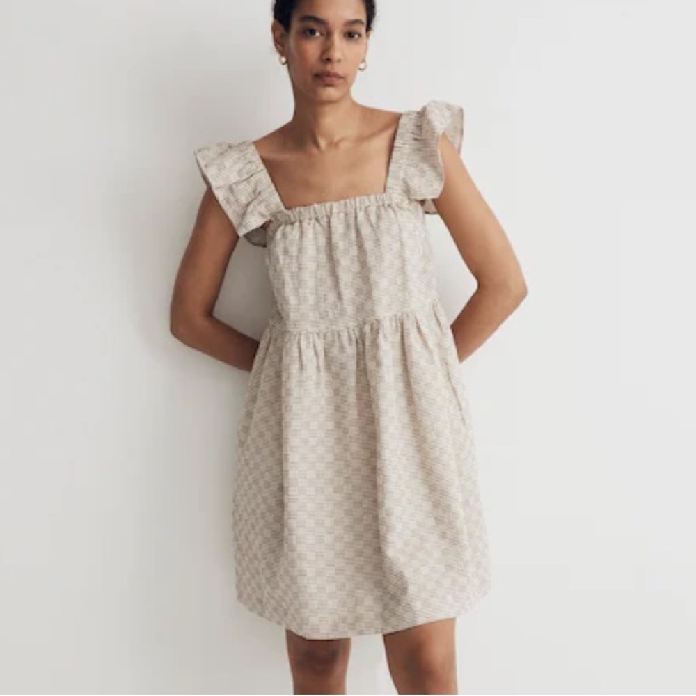 [madewell] NWT marnay cream ruffle sleeve mini dress